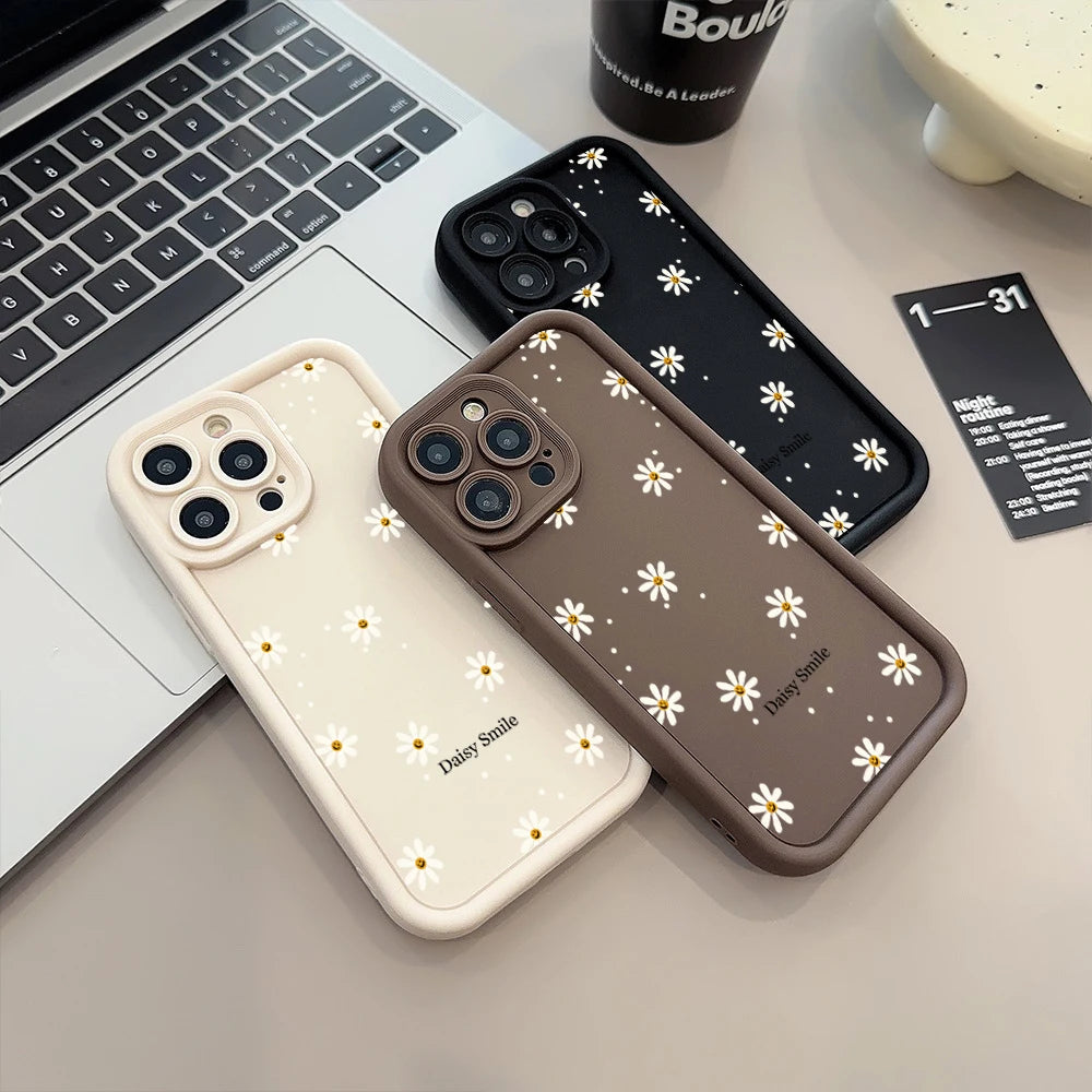 Daisy Smile Soft Silicone iPhone Case – Shockproof Silicone Candy Bumper 15/16