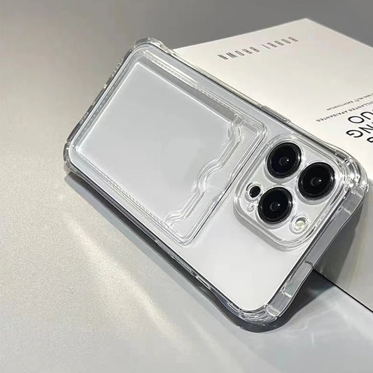 Shockproof Silicone Clear Phone Back Card Pocket Case 6/7/8/X/11/12/13/14/15/16