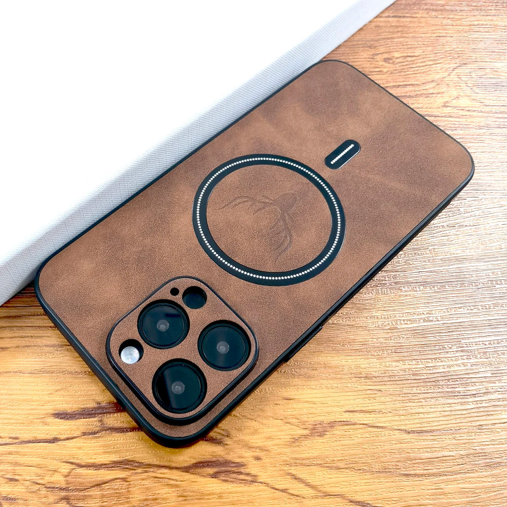 Deer Pattern PU Leather Wireless Charge iPhone Case 15/16