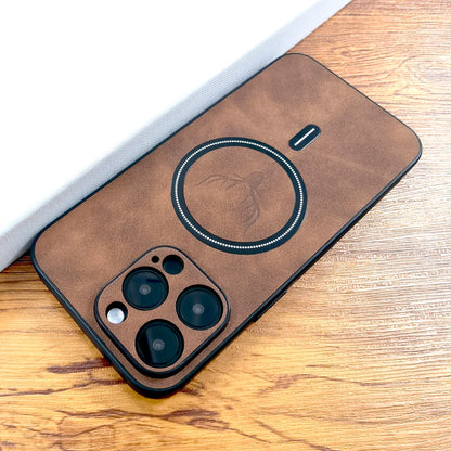 Deer Pattern PU Leather Wireless Charge iPhone Case 15/16