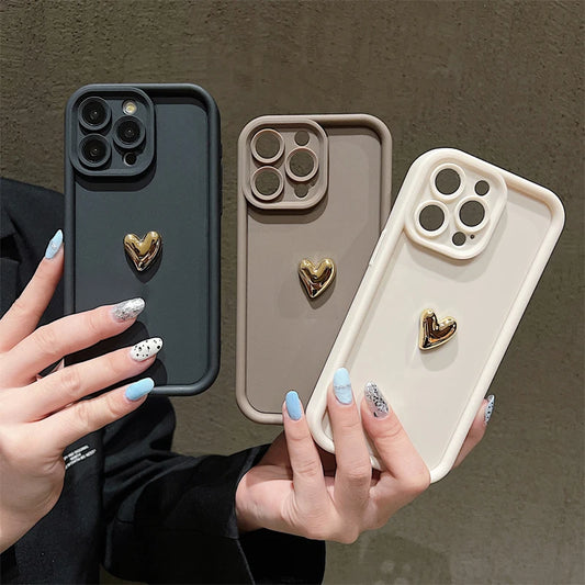 Gold Heart Design iPhone Case 15/16