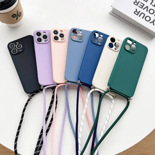 Crossbody Lanyard iPhone Silicone Case 7/8/SE2020/X/11/12/13