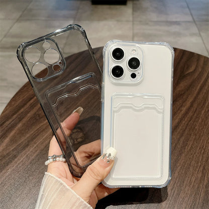 Shockproof Silicone Clear Phone Back Card Pocket Case 6/7/8/X/11/12/13/14/15/16