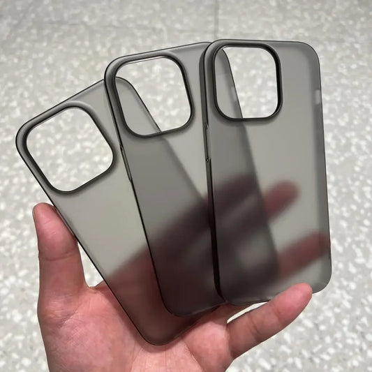 Ultra Thin Translucent Clear iPhone Case with Shockproof Slim Skin Back 12/13/14/15/16