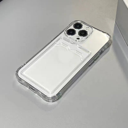Shockproof Silicone Clear Phone Back Card Pocket Case 6/7/8/X/11/12/13/14/15/16