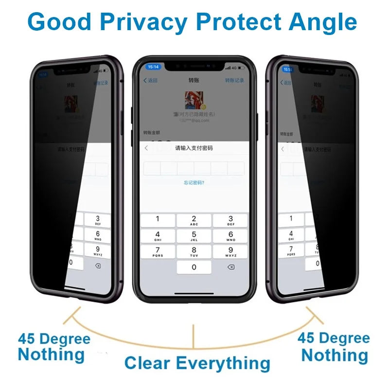 Anti Peeping iPhone Metal Case with Double-Sided Glass 7/8