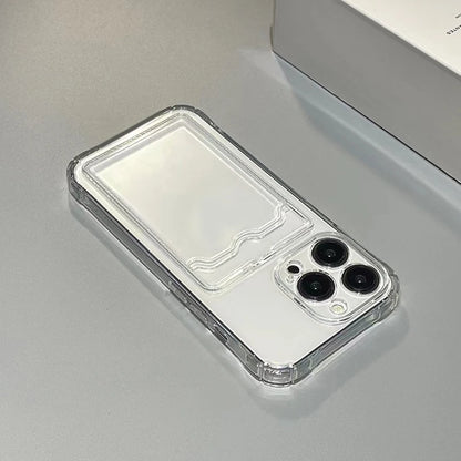 Shockproof Silicone Clear Phone Back Card Pocket Case 6/7/8/X/11/12/13/14/15/16